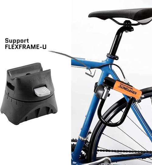 Kryptonite Kryptolok Mini-7 Bike U-Lock with Cable, Heavy Duty Anti-Theft Bicycle U Lock, 12.7mm Shackle and 10mm x4ft Length Security Cable with Mounting Bracket and Keys,Black / Steel