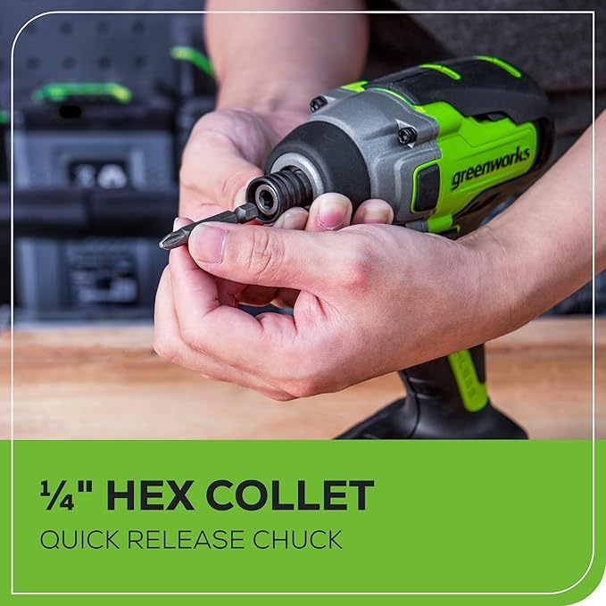 Greenworks 24V Brushless 2 pcs Cordless Power Tool Combo Kit, 2650 in./lbs Impact Driver and SDS 2J Heavy Duty Rotary Hammer Drill, Include 1 x 4Ah Batteries, 1 x 2Ah Batteries, 2 Charger