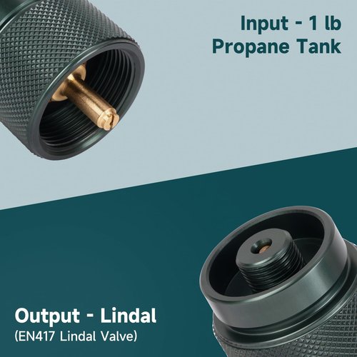 GASPRO Propane to Butane Adapter, 1 Lb Propane Tank Input and EN417 Lindal Valve Output, Camping Stove Adapter for Backpacking Stove, Portable Burner, Heater, Auto-Off
