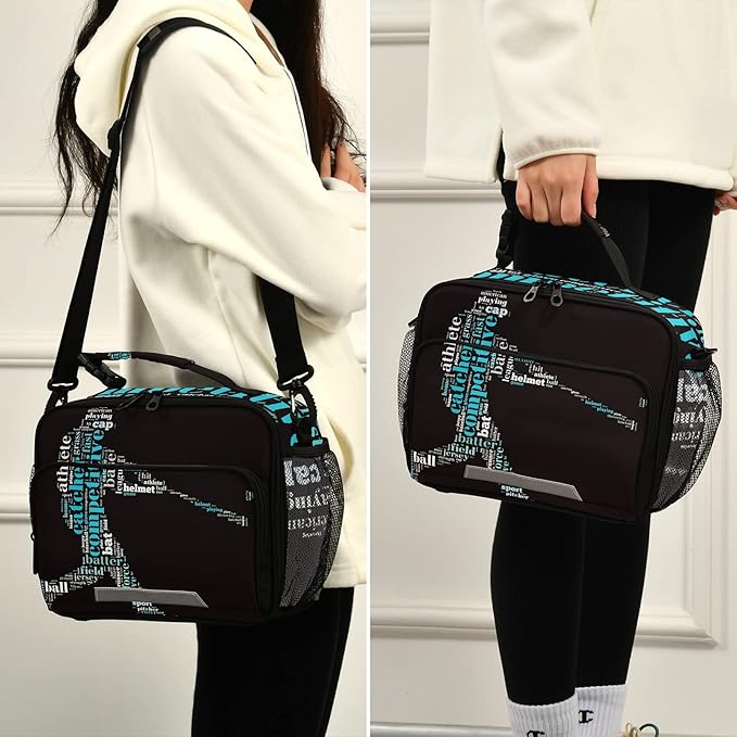 Baseball Lunch Bag Insulated Softball Lunch Box Cooler Bag Cooling Tote Food Container for Men Women Kids