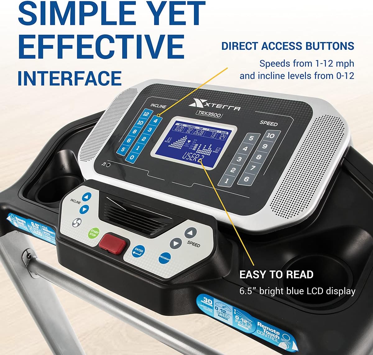 XTERRA Fitness Sport Series Premium Folding Smart Treadmill, Handlebar Speed and Incline Controls, Large XTRASoft Cushioned Running Deck, Built-in FTMS-Enabled Bluetooth with XTERRA+ Fitness App