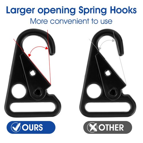 Ymapinc 8 Sets Heavy Duty Keychain Clip for Keys Metal Sling Hook Black Carabiner Clip Keychain Hook Clip for Paracord Outdoors Bag Backpack Keychain Attachments with Key Rings
