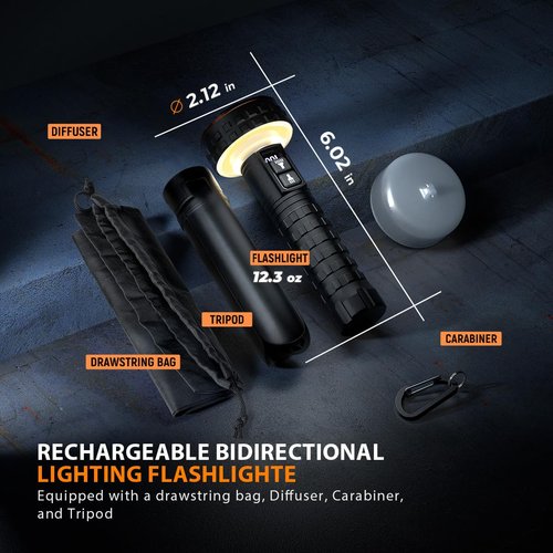 Yls Flashlight, 5000 Lumen LED Rechargeable Flashlight with Digital Display, 8 Modes & IPX4 Waterproof, Camping Light with Magnetic Base for Camping, Home, Emergency, Rescue, Hunting