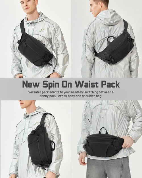 PITOZER Large Fanny Pack for Men, Men's Crossbody Bag Fanny Pack Waist Pack for Women Sling Bag Everywhere Belt Bag for Workout Travel Everyday