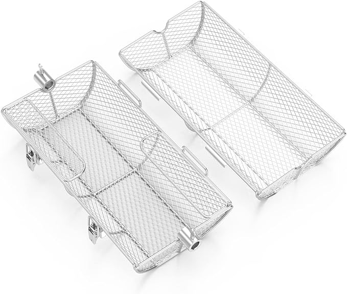 onlyfire Universal Stainless Steel Rotisserie Grill French Fries Basket Fits for Any Gas Grill