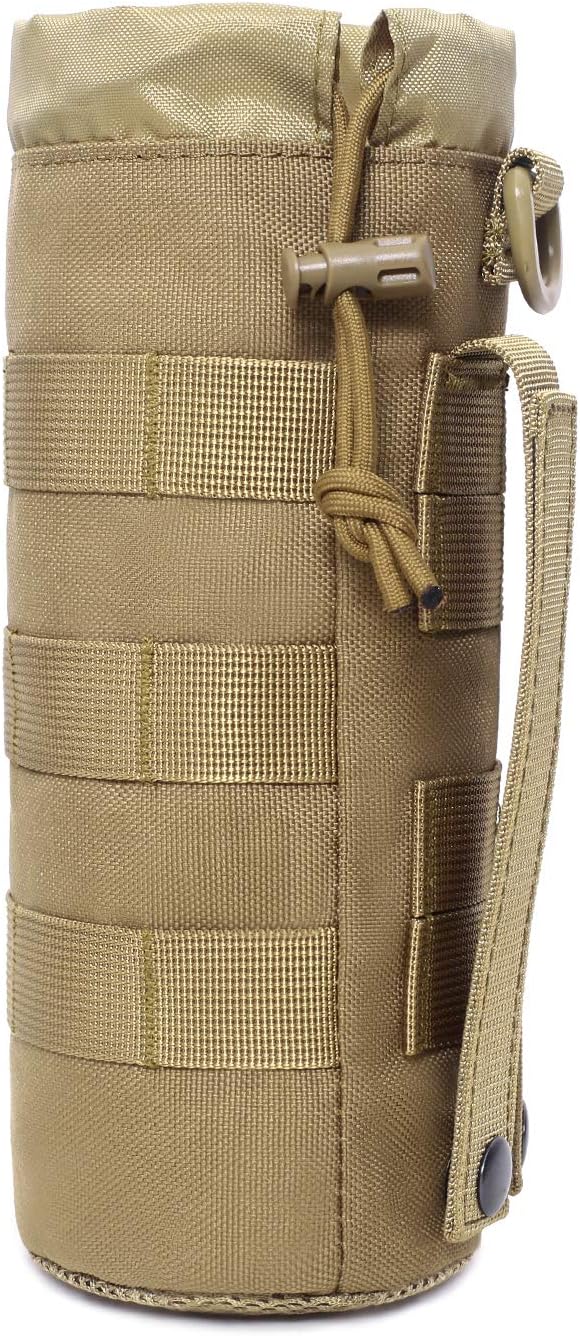 Tactical Molle Water Bottle Pouch Military Drawstring Open Top & Mesh Bottom Travel Water Bottle Holder Bag Tactical Hydration Carrier