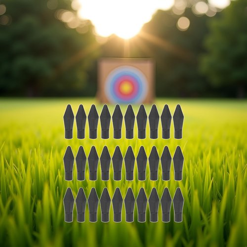 PurYupearl 25 Pcs Black Soft Rubber Practice Arrowhead Safety Glue On Target Arrow Tips for Shooting Practice Hunting Game Broadheads Arrows and Parts
