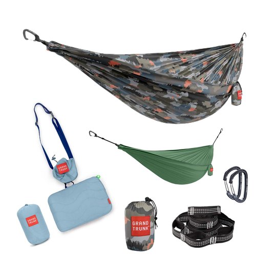 Grand Trunk Ultimate Hammock Bundle – Lightweight Hammock Kit with Adjustable Straps, Travel Pillow & Gear Sling (Wild Forest)