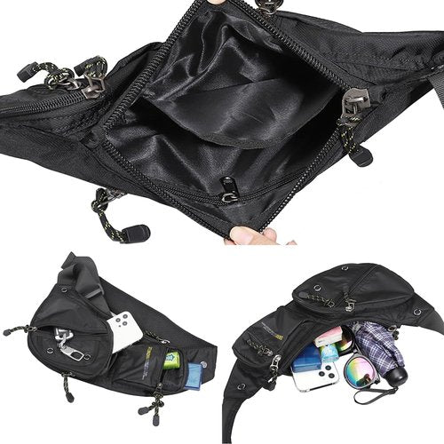 KPYWZER Nylon Sling Bag for Men Chest Bag Bicycle Travel Gym Backpack Daypack Crossbody Shoulder Bag Hiking Black