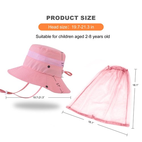 Kids Mosquito Head Net Hat - Bug Cap UPF 50+ Sun Protection for Beekeeping Garden Fishing