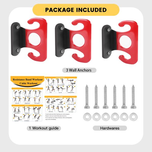 Lovind Resistance Band Wall Anchors,Home Gym Workouts Anchors Door Anchor for Resistance Bands for Strength Training, Resistance Training, and Physical Therapy Exercise (Red)