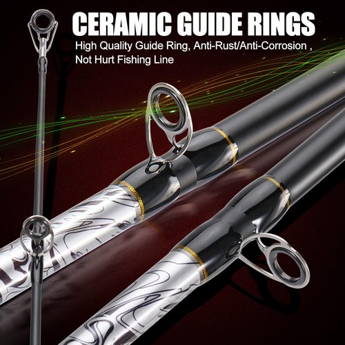 Sougayilang Fiberglass Fishing Rod Combo with Conventional Reel, Durable P-Cork Rod Handle, Medium Heavy for Catfish Salmon and Steelhead- 2.4M