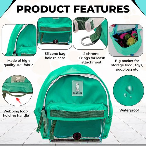 Tailtote Dog Hiking Backpack Harness Lightweight, Adjustable, and Water-Resistant Pet Poopbag Holder for Outdoor Adventures,Puppy Training or Everyday Walks (Small)