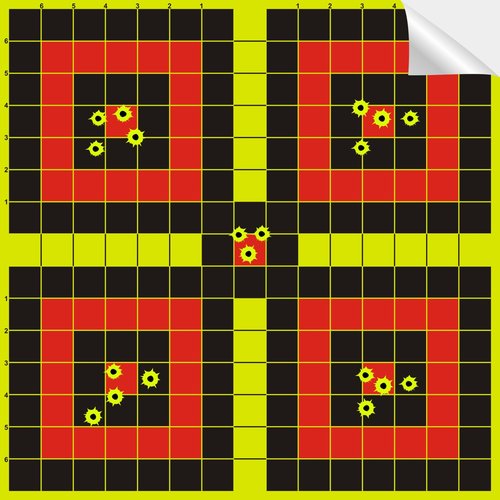 OSHOTX Splatter Targets - 12 x12 inch Reactive Self Adhesive Shooting Target Paper for The Range - Easily See Shots Burst Bright Yellow Points (20 Pack)