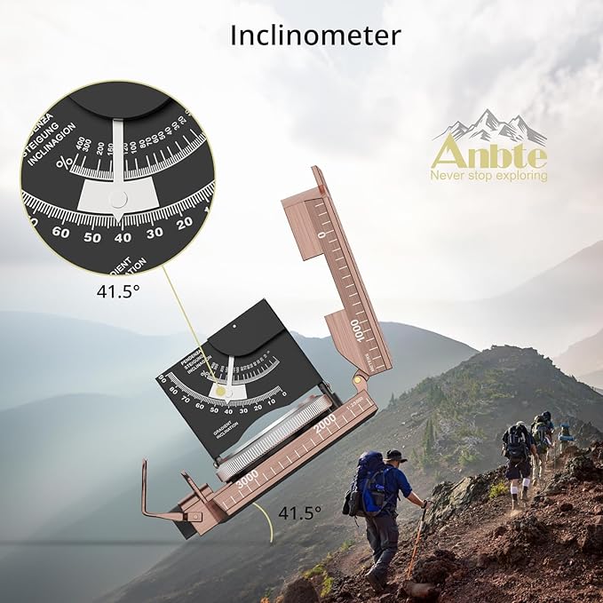 Compass Hiking Survival, IP65 Waterproof Metal Compass with Sighting Clinometer and Carry Bag, Multifunctional, Professional, for Camping Hunting Hiking Navigation