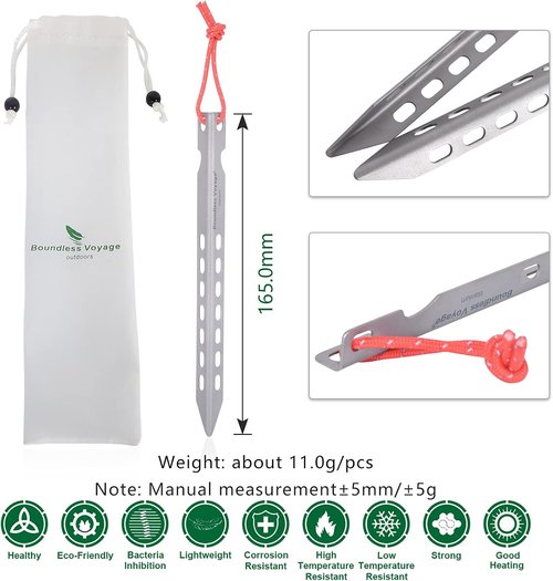 iBasingo 6pieces/Lot Ultralight Titanium Tent Pegs Outdoor Camping Tent Stakes for Sand Heavy Duty Portable Tent Nail for Garden Picnic A-Ti4008P