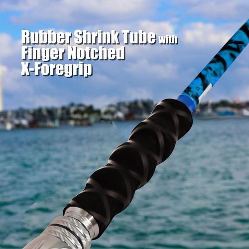Fiblink 2-Piece Boat Conventional Fishing Rod Portable Spinning/Casting Rod Carbon Fishing Pole (Spin - 7' - H (30-50lbs))