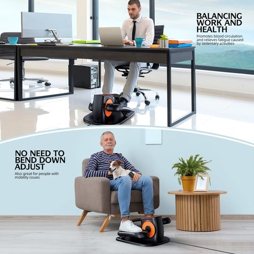 DUREXO Under Desk Elliptical, Ellipse Leg Exerciser While Sitting for Seniors, Quiet Portable Electric Seated Pedal Exerciser with Remote Control and 12 Adjustable Speeds for Home Office