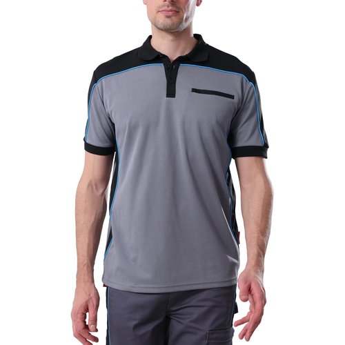 WORK IDEA Men's Polo Shirt Short Sleeve Breathable Work Shirts Golf Polo Tennis T-Shirt Tops,Grey,L