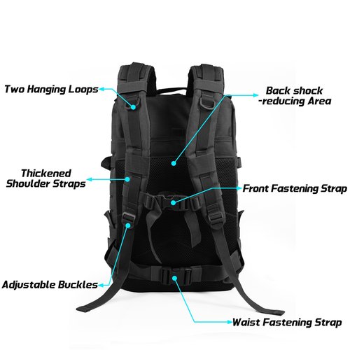 TUOWEI New Military Tactical Backpack - Large 45L Army 3 Day Assault Pack Molle Bag Daypack Hiking Trekking Rucksack for Men Women
