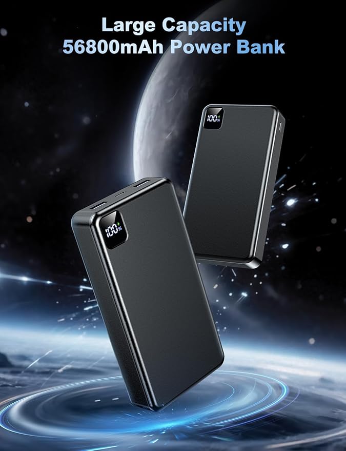 Portable Charger Power Bank 56800mAh Battery Pack-22.5W Fast Charging with USB C & LED Display, 3 Outputs High Capacity Portable Power Bank for iPhone 16/15/14/13 Series, Samsung, iPad etc