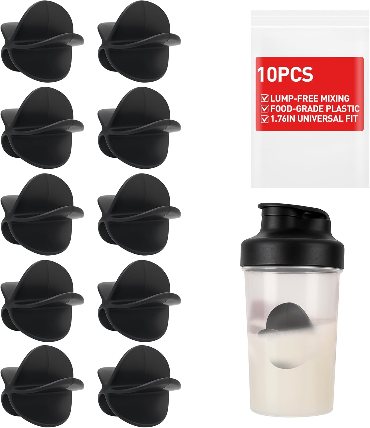 Shaker Ball, 5 Pcs Protein Shaker Ball Plastic Ball Replacement Mixing Balls for Shaker, Mixing Accessories for Most Bottles, Stirring Various Drinks, BPA‑Free, Easy Clean