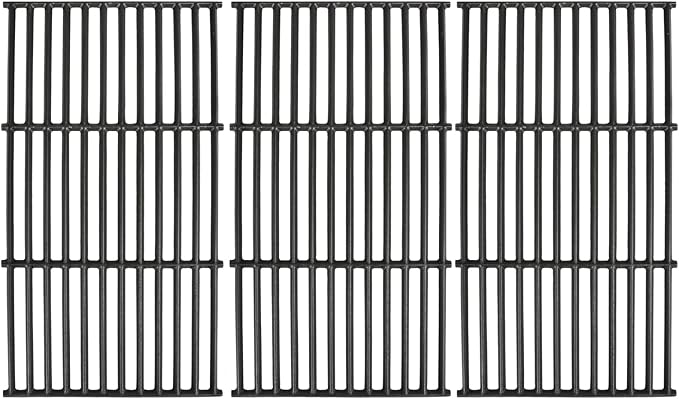 Hisencn Grill Cooking Grates for Char Griller Smokin' Champ 1733 and Chargriller 1722 Charcoal Grill, Cast Iron Smoker Replacement Grate Parts, Horizontal Smoker Grates for Chargriller (3-Pack)