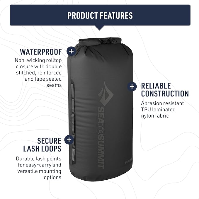 Sea to Summit Big River Dry Bag, Heavy-Duty Dry Storage, 5 Liter, Jet Black