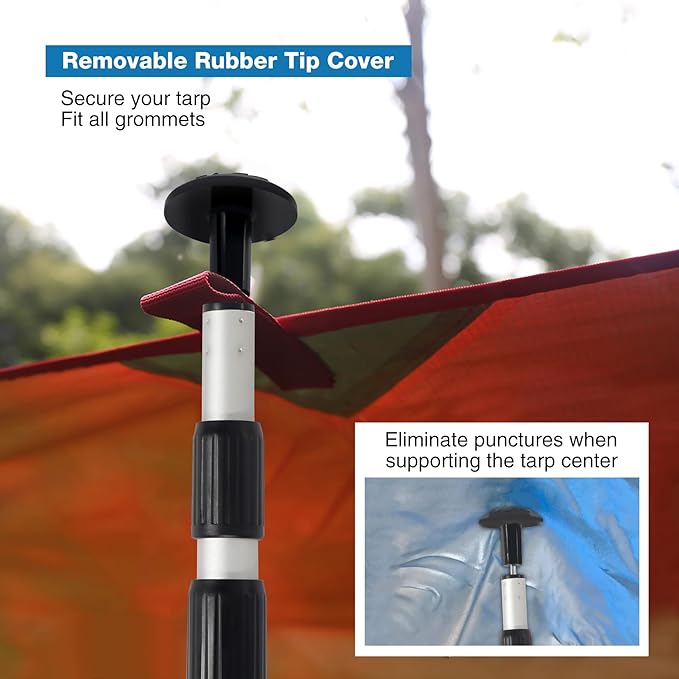 REDCAMP Aluminum Adjustable Camping Tarp Poles, 30in to 90in Telescoping Lightweight Tent Poles for Shelter, Awning, Hammock Rain Fly (Grey, Set of 2)