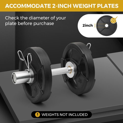 DASKING 16-Inch Olympic Dumbbell Handles with 360° Rotating Sleeves, Aviation Aluminum Anti-Rust Fits 2" Weight Plates - Includes 4 Spring Collars - 300lb Capacity per Bar