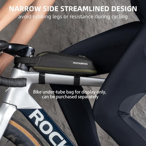 ROCKBROS Bike Frame Bag Top Bike Tube Bag Bike Triangle Bag Small Aerodynamic Bag for Triathlon and Gravel Bikes black