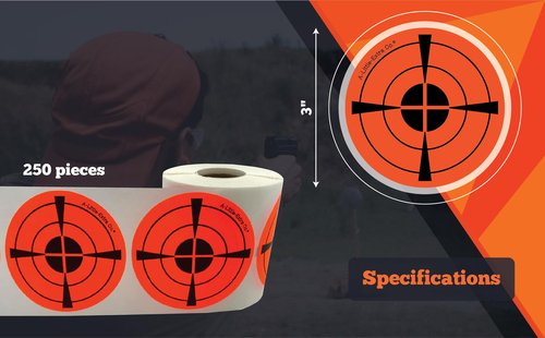 3”inch Fluorescent Orange Adhesive Shooting Target 250 PCs Roll