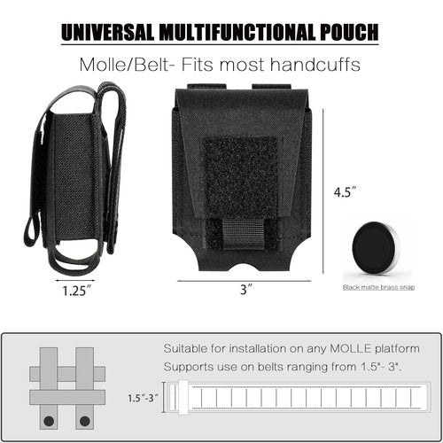 Lonloke Double Handcuff Holder-MOLLE Hand Cuffs Pouch for Duty Belt,Police Handcuffs Case Law Enforcement. (BK)