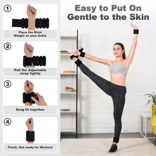 DOOHALO Ankle Weights Wrist Weights for Women Adjustable Arm Leg Weights for Women Weighted Wristbands for Walking Pilates Yoga, Aerobics 2 Pieces in Set 1lb Each