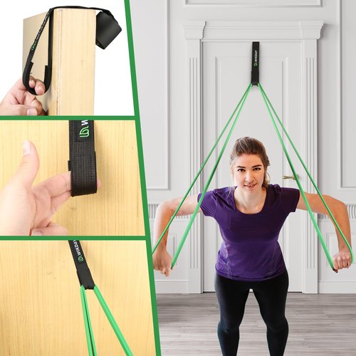 WIKDAY Heavy Exercise Bands Set with Door Anchor Mini Resistance Bands Total 10PCS, Pull Up Assistance Bands, Workout Bands,Elastic Bands for Body Stretching Crossfit Training at Home/Gym Men & Women