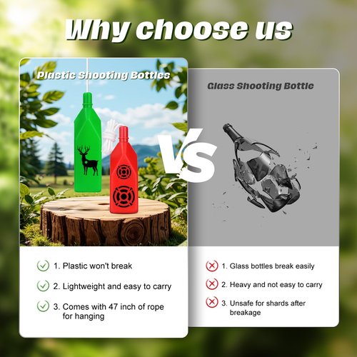 Ideagle 6 Pack Shatterproof Bottle Shooting Targets, Plastic Bottles for Backyard Shooting, with Hanging Rope for Target Practice, Ideal for Indoor and Outdoor Training