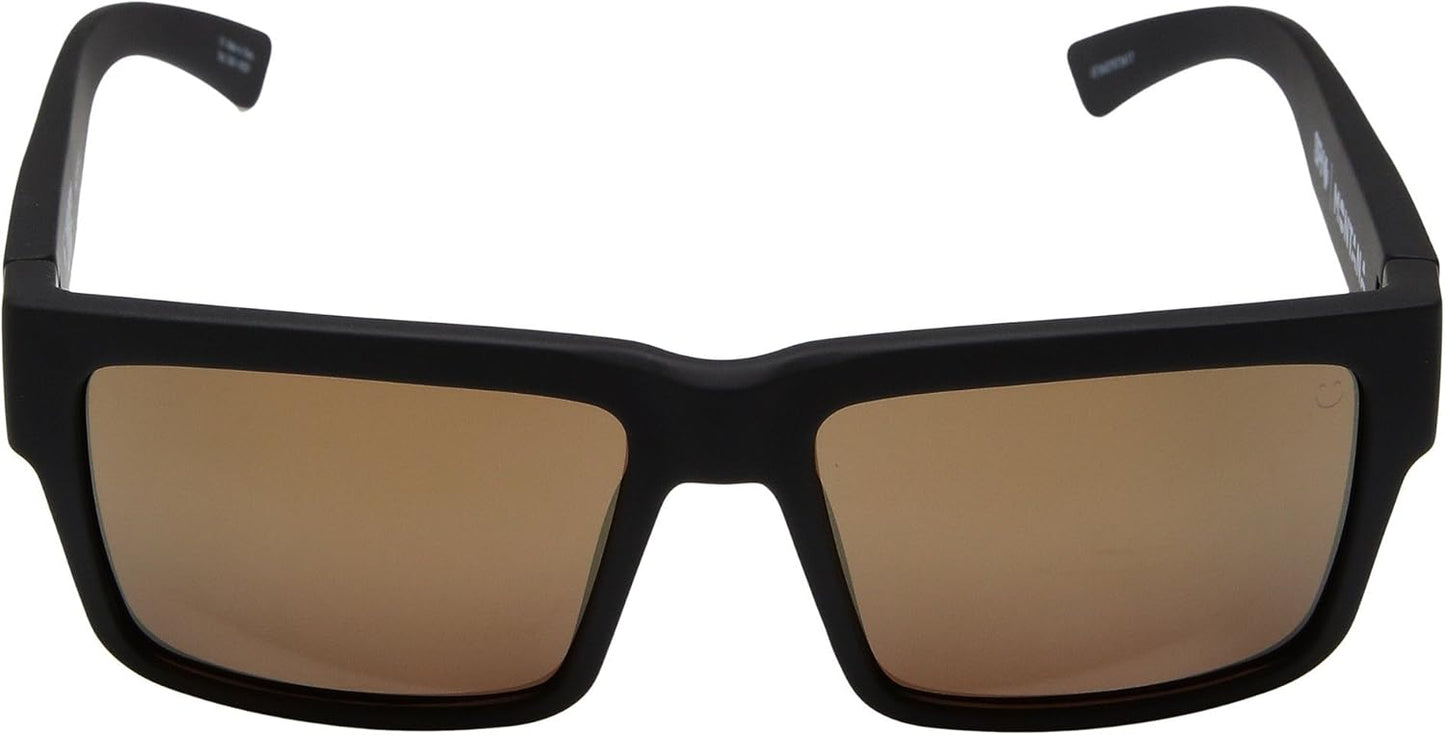 Spy Optic Montana Sunglasses Matte Black w/Happy Bronze with Gold Mirror Lens + Sticker