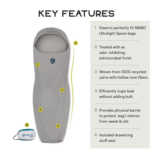 NEMO Equipment Tracer Blaze Sleeping Bag Liner - Vapor - Long
