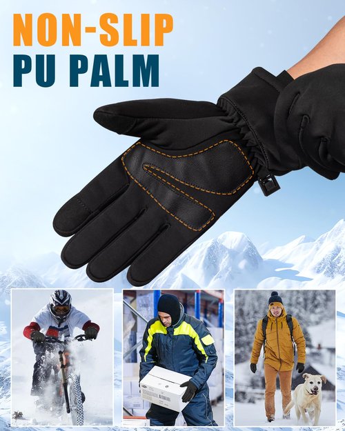 RIGWARL Thick Winter Gloves Men Women, Gloves for Cold Weather with Extended Cuffs, Warm Thermal Windproof Touchscreen Glove for Running, Hiking, Skiing, Snow, Walking The Dog, Camping, Biking