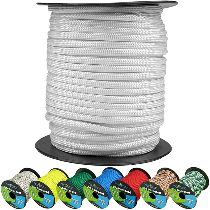 West Coast Paracord 550lb Paracord Spools – 7 Strand Type III Tactical Parachute Cord for Hiking, Camping, and Fishing – White (1,000 ft)