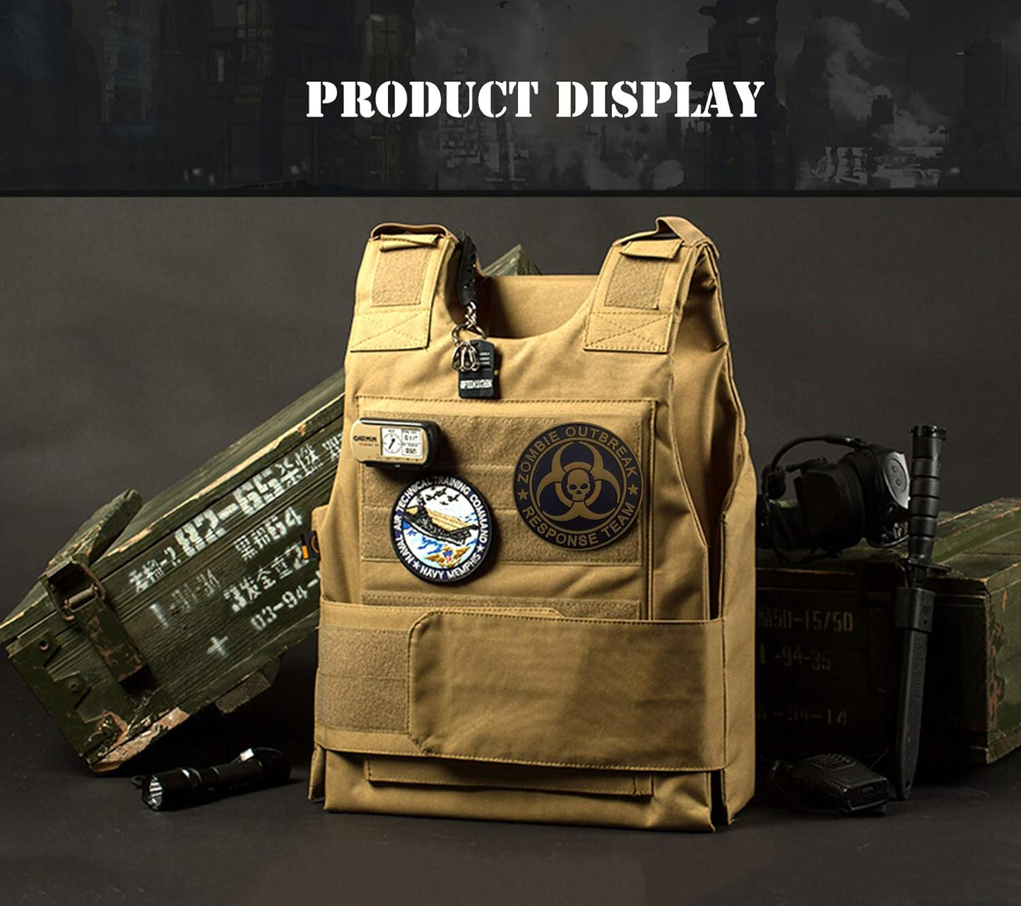 Zombie Outbreak Response Team Patch Biohazard Patches Embroidered Applique Hook&Loop Patch Tactical Patch(Black+Green)