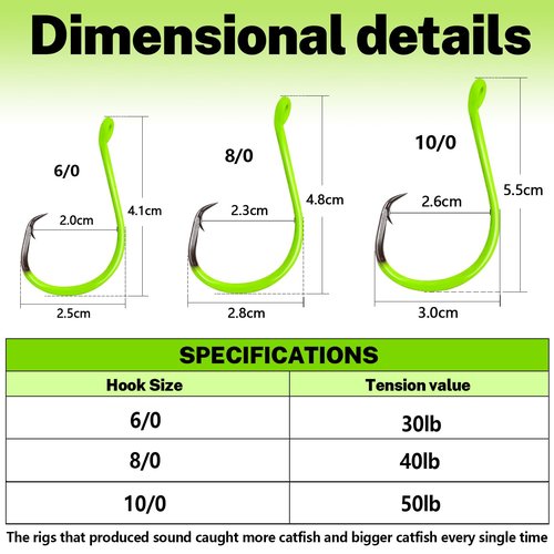 NGOFF-Catfish Bait Strange Cat Fish Rig Catfish Rattle Floater Catfish Tackle (8/0、40LB)