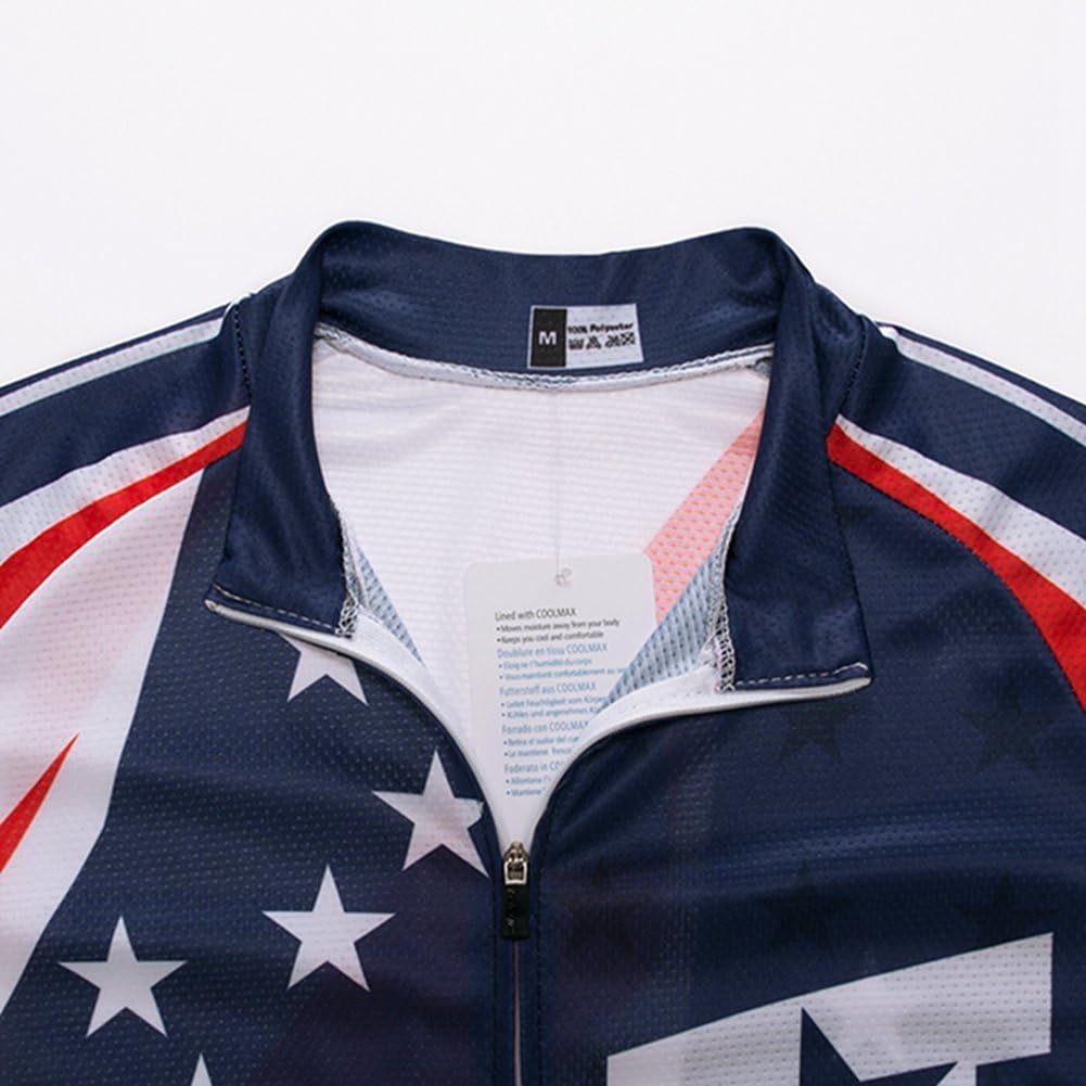 Weimostar Men's USA Cycling Jersey Short Sleeve Biking Shirts Breathable with Pockets