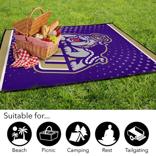 LOGOVISION James Madison University Picnic Outdoor Blanket, 50"x60" Logo Dots, Foldable Blanket for Picnic, Beach, Camping, Park, Tailgate