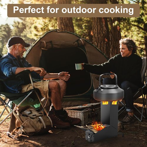 Uniflasy Portable Rocket Stove for Cooking, Wood Burning Mini Stove with Storage Bag, Ideal for Outdoor Cooking, Camping, Backyard BBQ, and Hiking, Durable and Compact Camping Stove