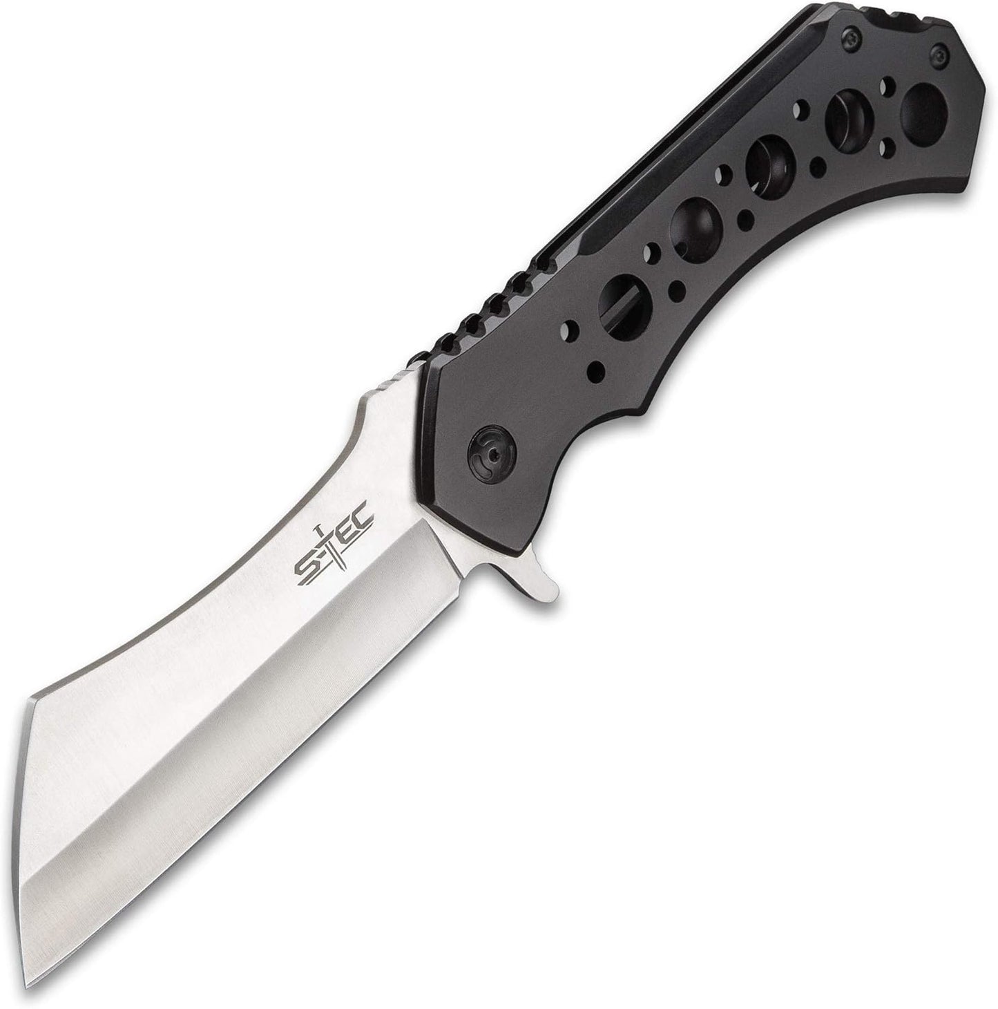 S-TEC 12-inch Rugged Chef Field Tactical Folding Cleaver (Matte Black)