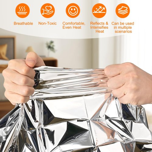 TLITLIING 4 Pack Emergency Mylar Blanket, Space Survival Kit - Perfect for Outdoors, Hiking, Camping - 82" x 51"