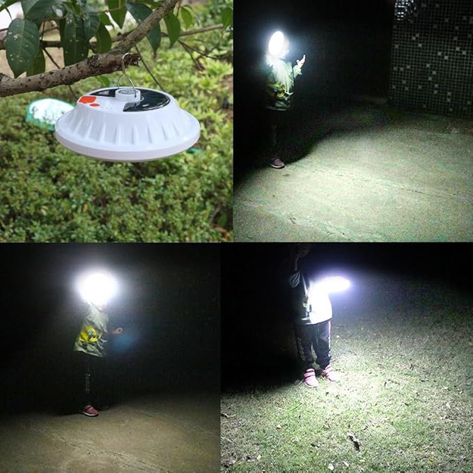 LED Camping LED Tent Solar Lantern Bulb Lights 6000LM 5 Mode USB Rechargeable Remote Control Portable Lamp Tent Hanging Flashlight Outdoor Fishing Emergency Courtyard Garden 2 Pack