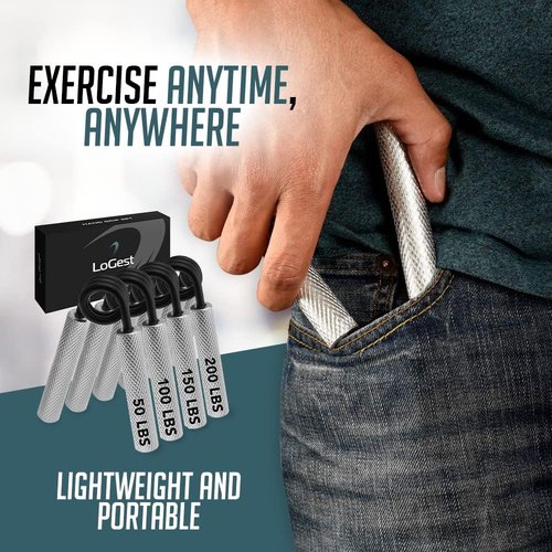 Logest Metal Hand Grip Set, 100LB-200LB 3 Pack 50LB-200LB 4 Pack No Slip Heavy-Duty Grip Strengthener with Gift Box, Great Wrist & Forearm Hand Exerciser, Home Gym, Hand Gripper Grip Strength Trainer