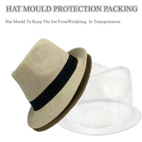 2 Pack Straw Fedora Hats for Men and Women, Short Brim Summer Beach hat, Trilby Panama Sun Hats. (US, Alpha, Medium, Large, Beige/Khaki (Size :M- L))
